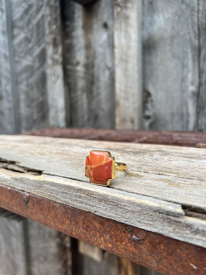 Red Creek Jasper ring in Gold Alchemia
