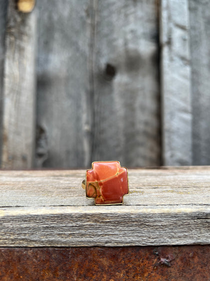 Red Creek Jasper ring in Gold Alchemia