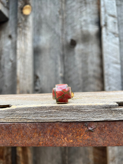 Red Creek Jasper ring in Gold Alchemia