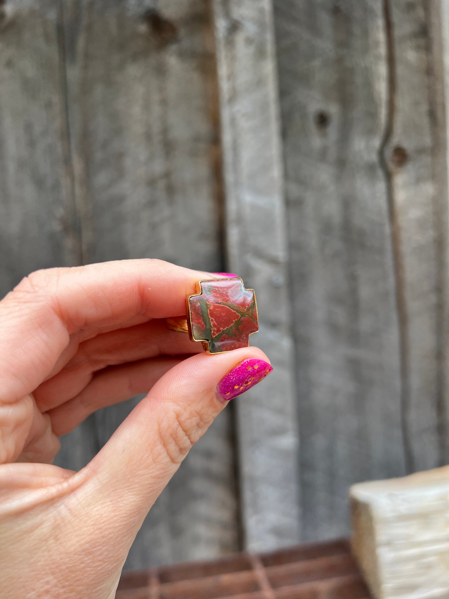 Red Creek Jasper ring in Gold Alchemia D88