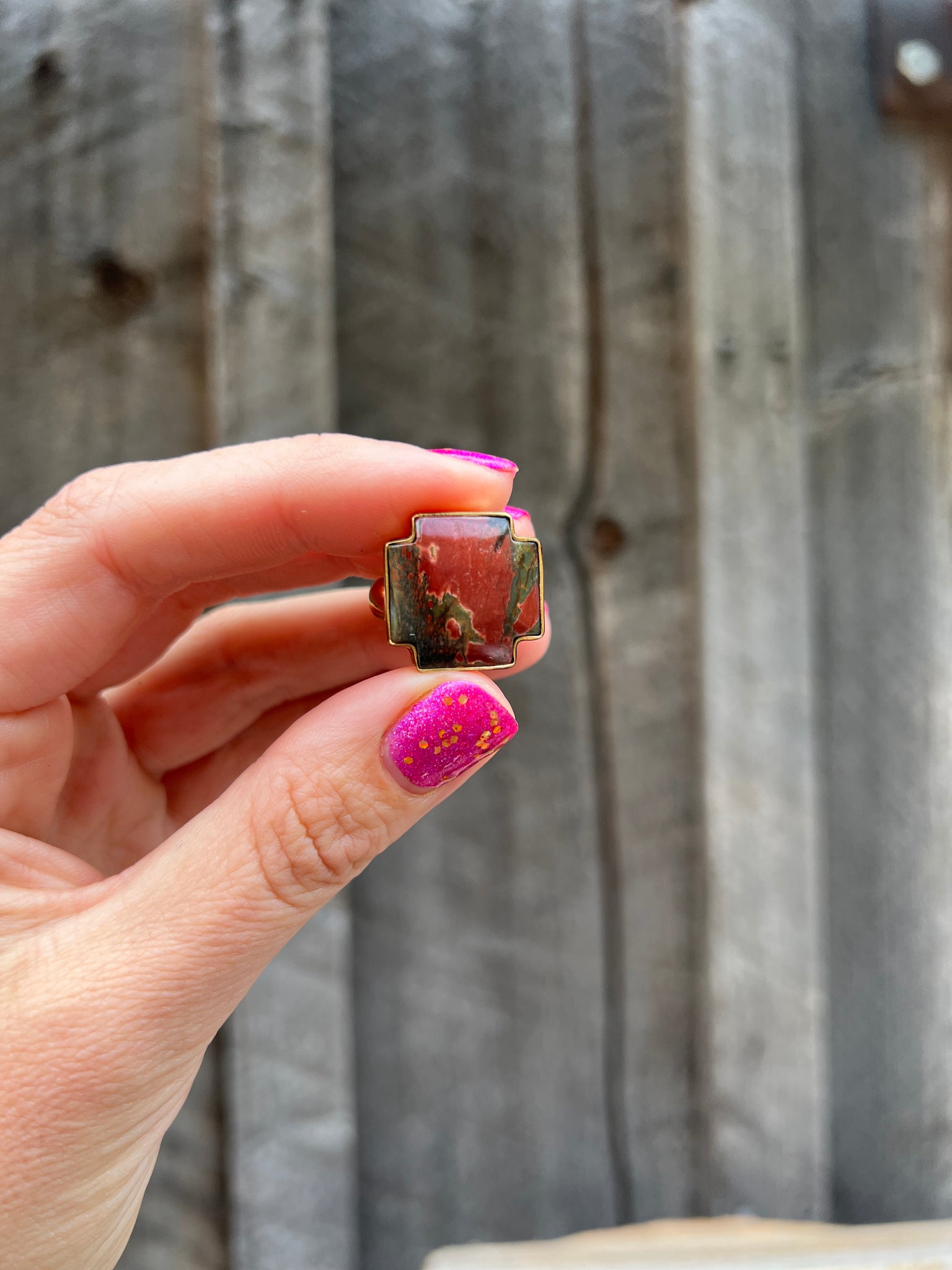 Red Creek Jasper ring in Gold Alchemia D90