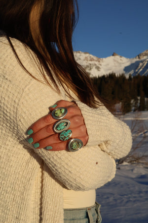 Qingu Turquoise Ring in Sterling Silver Adjustable H9