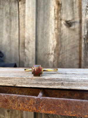 Red Creek Jasper Alpine Cross & Gold Alchemia Cuff Bracelet