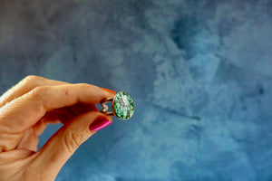 Hubei Turquoise Double Band Ring in Sterling Silver Adjustable H3
