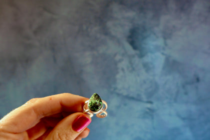 Hubei Turquoise Double Band Ring in Sterling Silver Adjustable