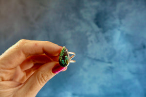 Hubei Turquoise Double Band Ring in Sterling Silver Adjustable H5