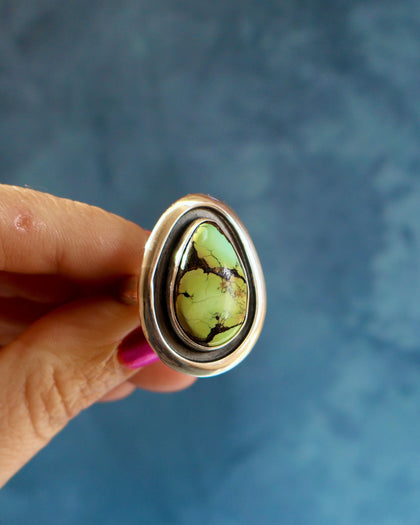 Cloud Mountain Turquoise Ring in Sterling Silver Adjustable