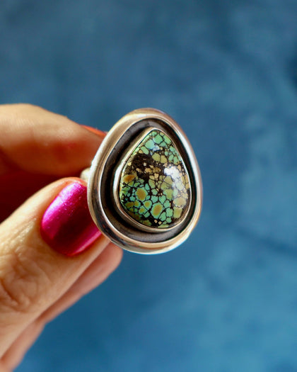 Qingu Turquoise Ring in Sterling Silver Adjustable