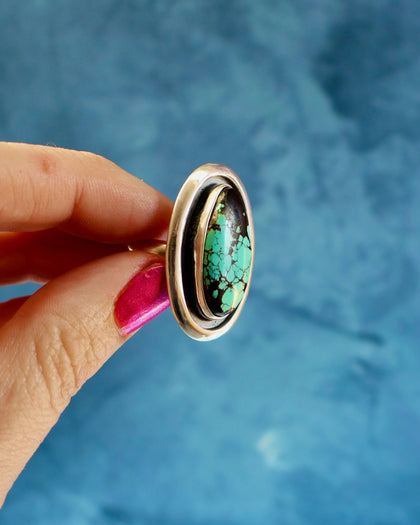 Cloud Mountain Turquoise Ring in Sterling Silver Adjustable