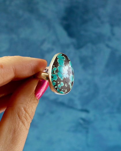 Cloud Mountain Turquoise Ring in Sterling Silver Adjustable
