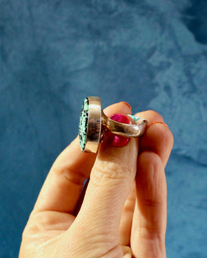 Cloud Mountain Turquoise Ring in Sterling Silver Adjustable H12