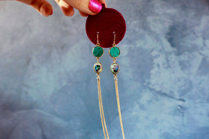 Opal & Hubei Turquoise & Sparkling Snake Chain Earrings in Gold Alchemia