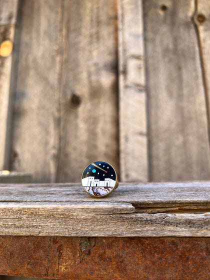 Shooting Star Mother of Pearl & Abalone Inlay Design Ring in Gold Alchemia Adjustable