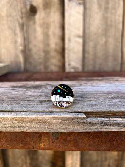 Shooting Star Mother of Pearl & Abalone Inlay Design Ring in Gold Alchemia Adjustable