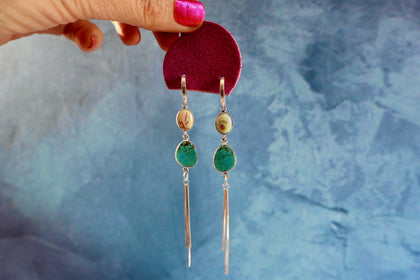 Opal  & Turquoise Sparkling Snake Chain Earrings in Sterling Silver