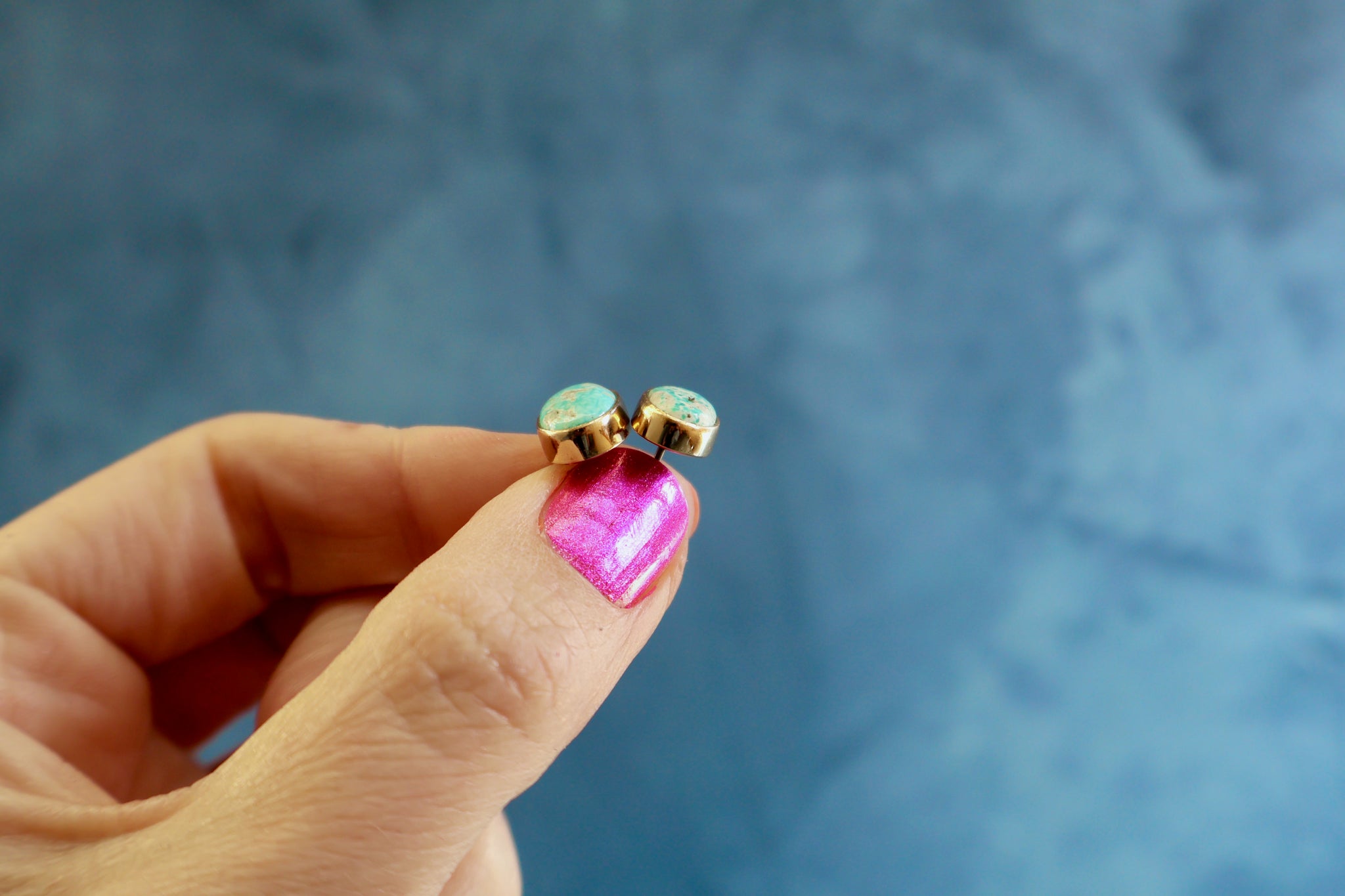 White Water Turquoise Gold Alchemia Studs H30