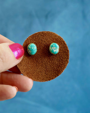 White Water Turquoise Gold Alchemia Studs H32
