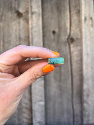 Blue Opal & Gold Alchemia Adjustable Double Band Signet- Style Ring T17