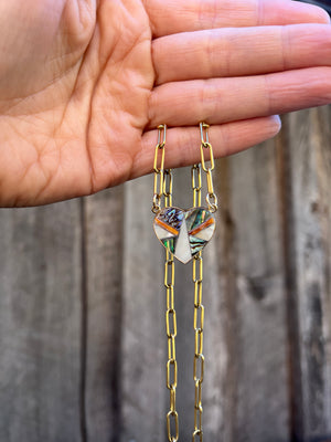 Heart Necklace with Gold Fill Paper Clip Chain T24