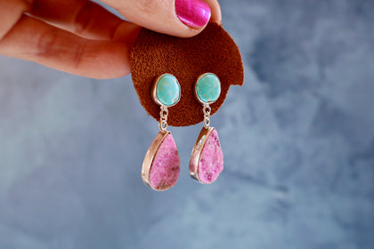 Cobalto Calcite & Turquoise Post Earring Sterling Silver