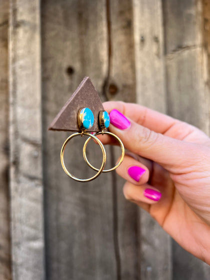 Blue Ridge Turquoise Mini-Hoop Earring in Gold Alchemia