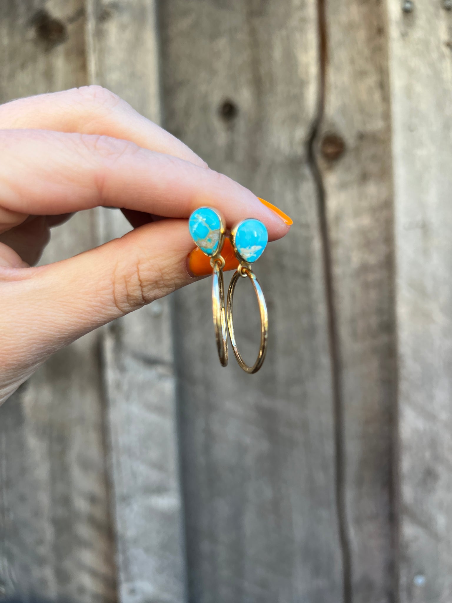 Blue Ridge Turquoise Mini-Hoop Earring in Gold Alchemia T30