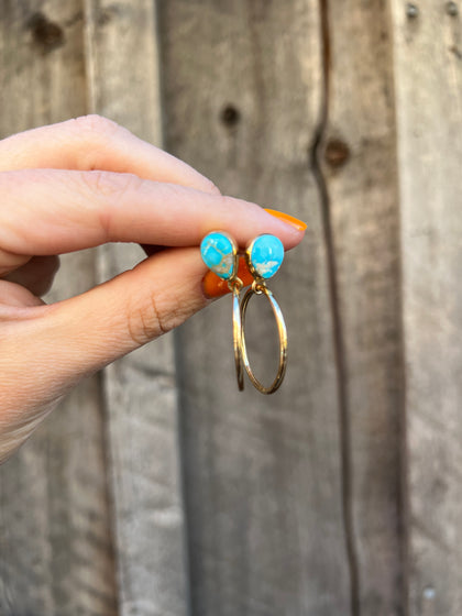 Blue Ridge Turquoise Mini-Hoop Earring in Gold Alchemia