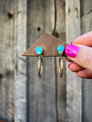 Blue Ridge Turquoise Mini-Hoop Earring in Gold Alchemia T30