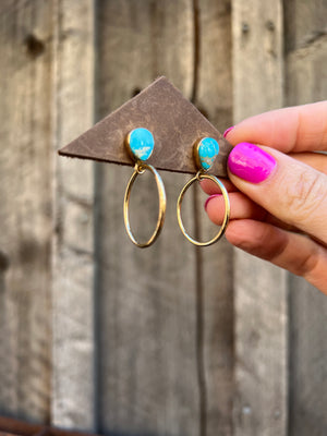 Blue Ridge Turquoise Mini-Hoop Earring in Gold Alchemia T30