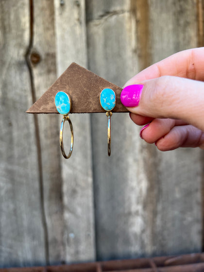 Blue Ridge Turquoise Mini-Hoop Earring in Gold Alchemia
