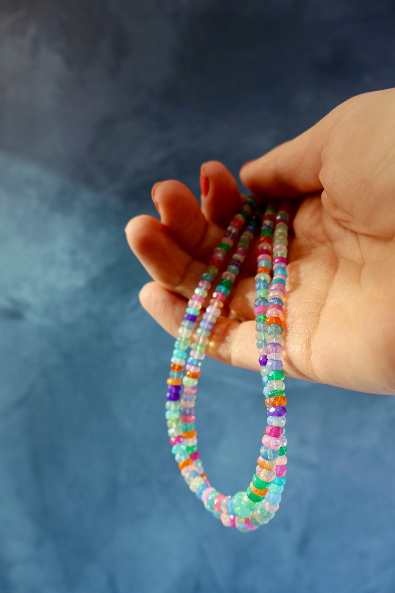 Neon Sparkling Rainbow Opal Layering Necklace E37