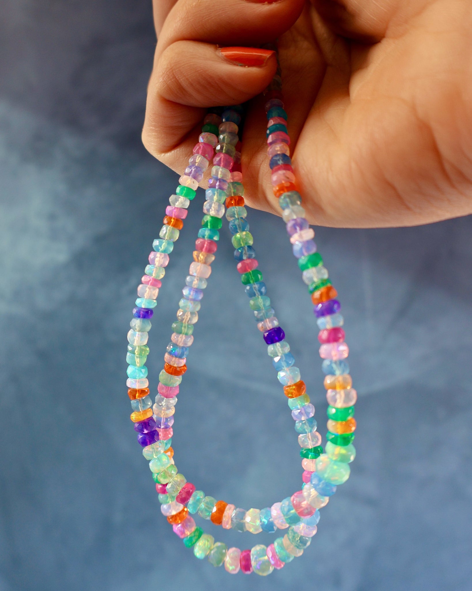 Neon Sparkling Rainbow Opal Layering Necklace E37