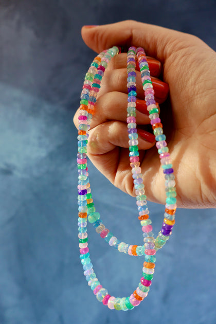 Neon Sparkling Rainbow Opal Layering Necklace
