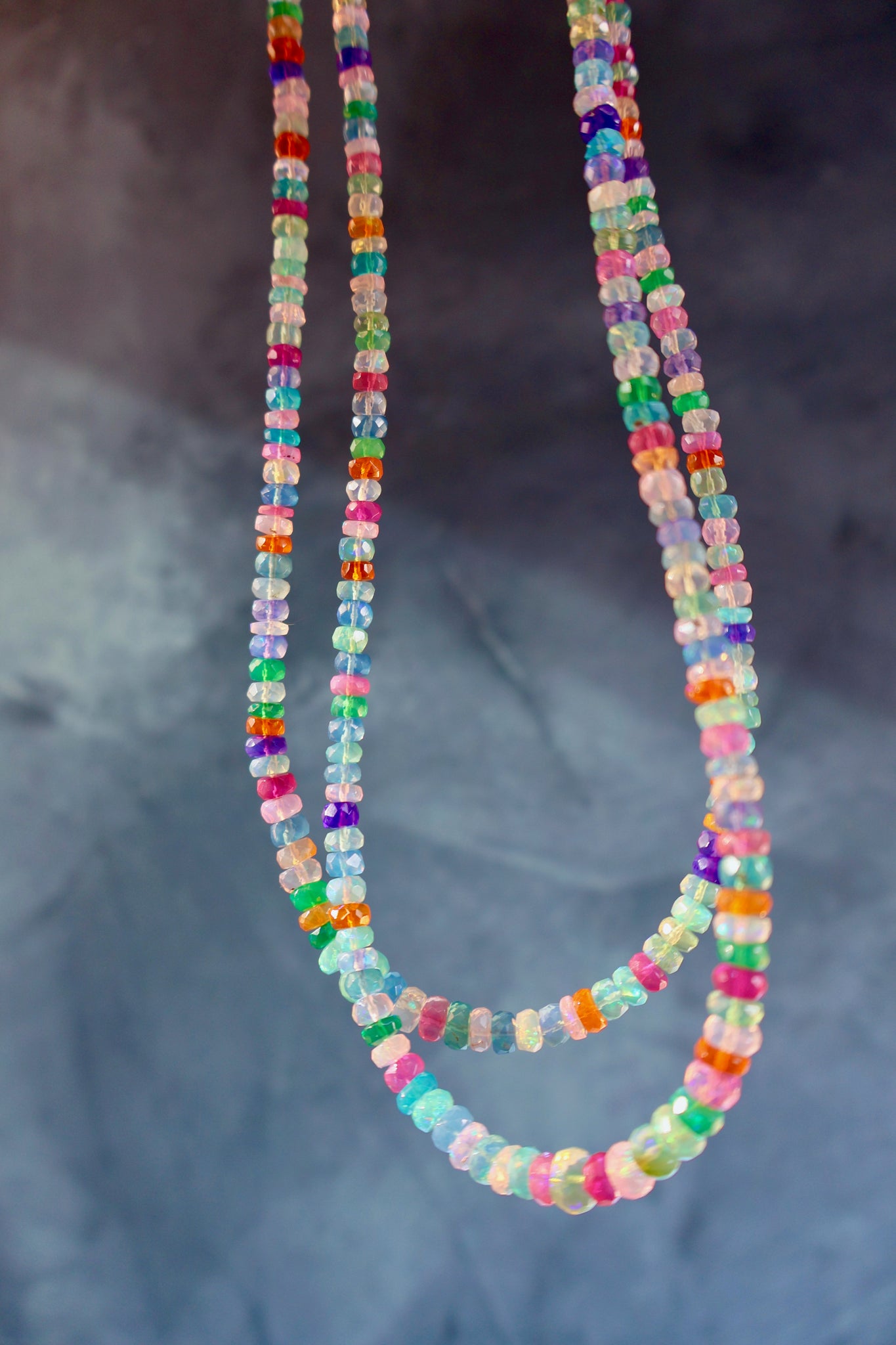 Neon Sparkling Rainbow Opal Layering Necklace E37