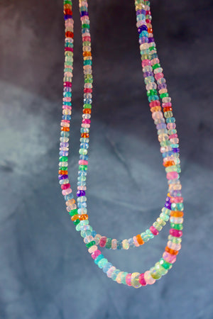 Neon Sparkling Rainbow Opal Layering Necklace E37