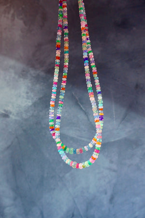Neon Sparkling Rainbow Opal Layering Necklace E37