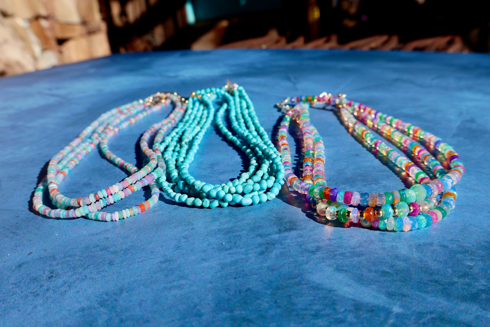 Neon Sparkling Rainbow Opal Layering Necklace E37
