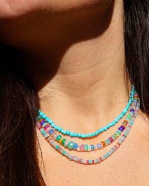 Neon Sparkling Rainbow Opal Layering Necklace E37