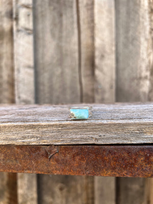 Larimar &  Gold Sterling Silver Adjustable Double Band Signet- Style Ring T20