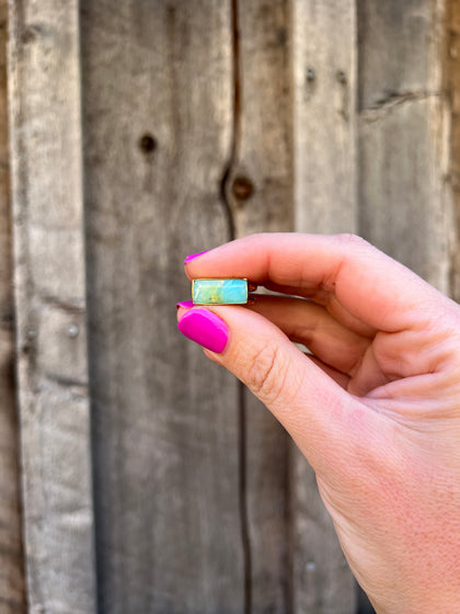 Blue Opal & Gold Alchemia Adjustable Double Band Signet- Style Ring