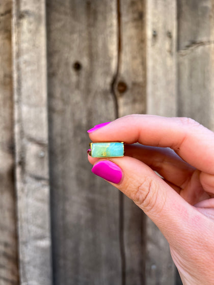 Blue Opal & Gold Alchemia Adjustable Double Band Signet- Style Ring