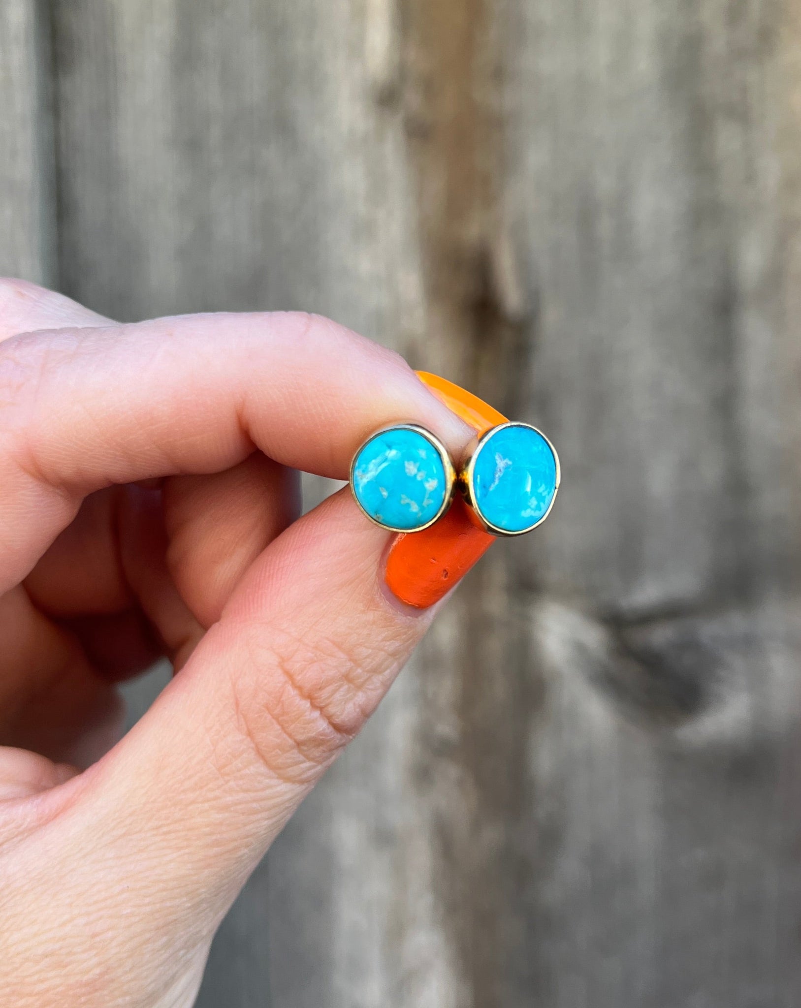Blue Ridge Turquoise Post Stud Earring in Gold Alchemia T35