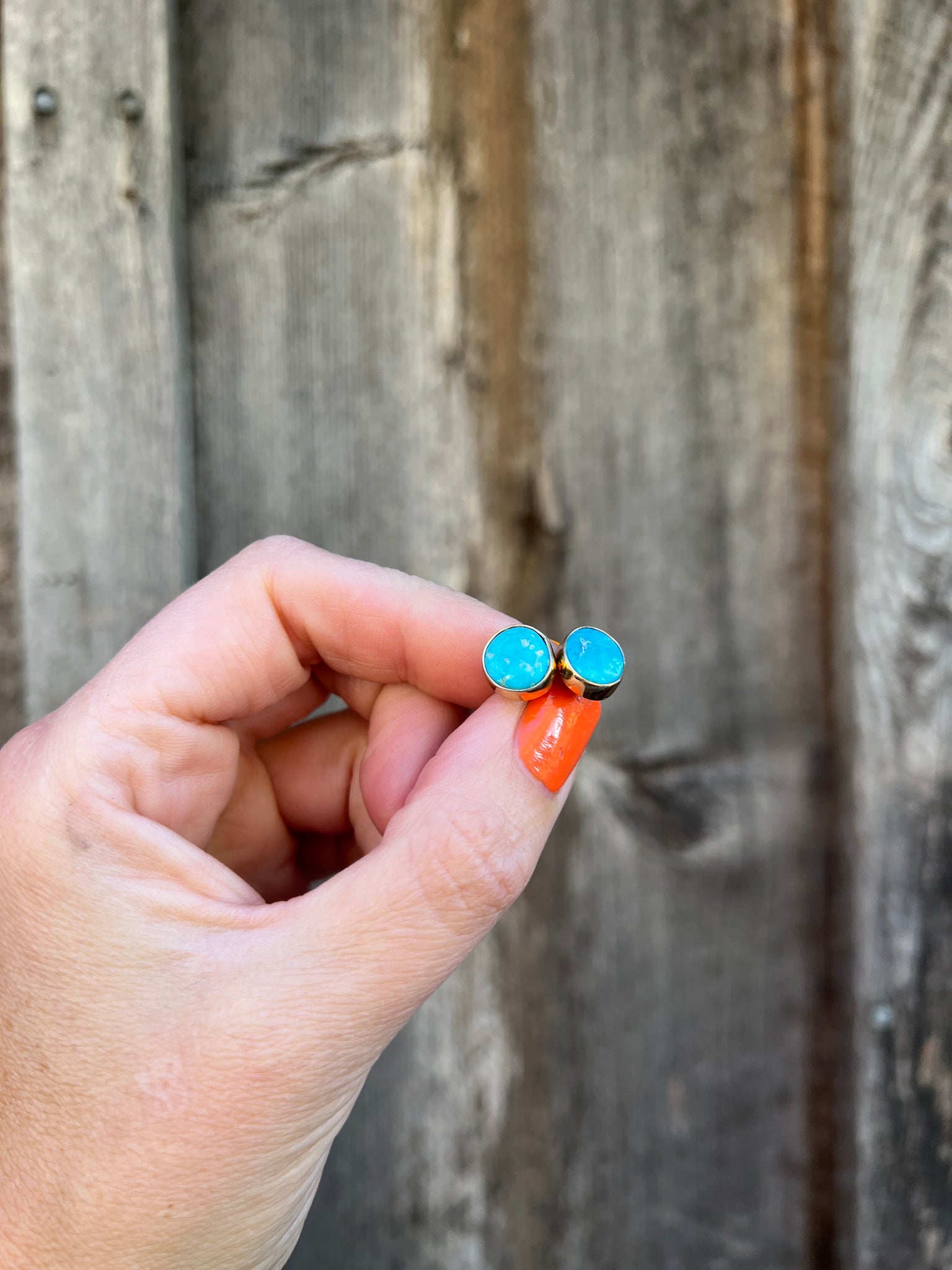 Blue Ridge Turquoise Post Stud Earring in Gold Alchemia T35