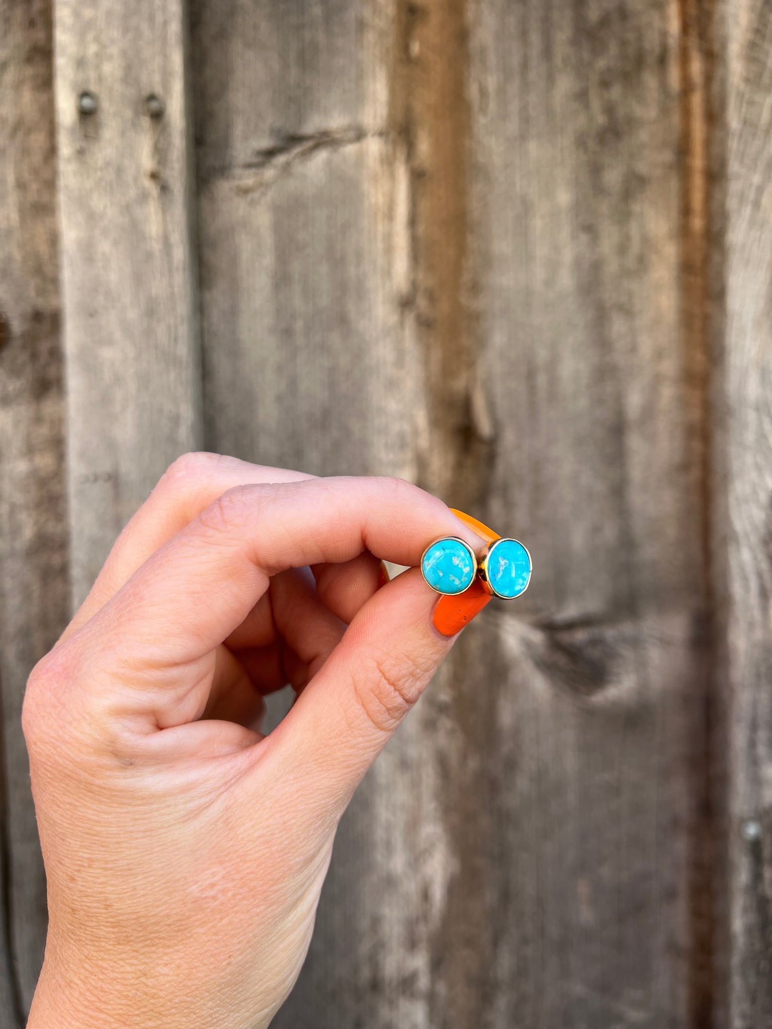 Blue Ridge Turquoise Post Stud Earring in Gold Alchemia T35