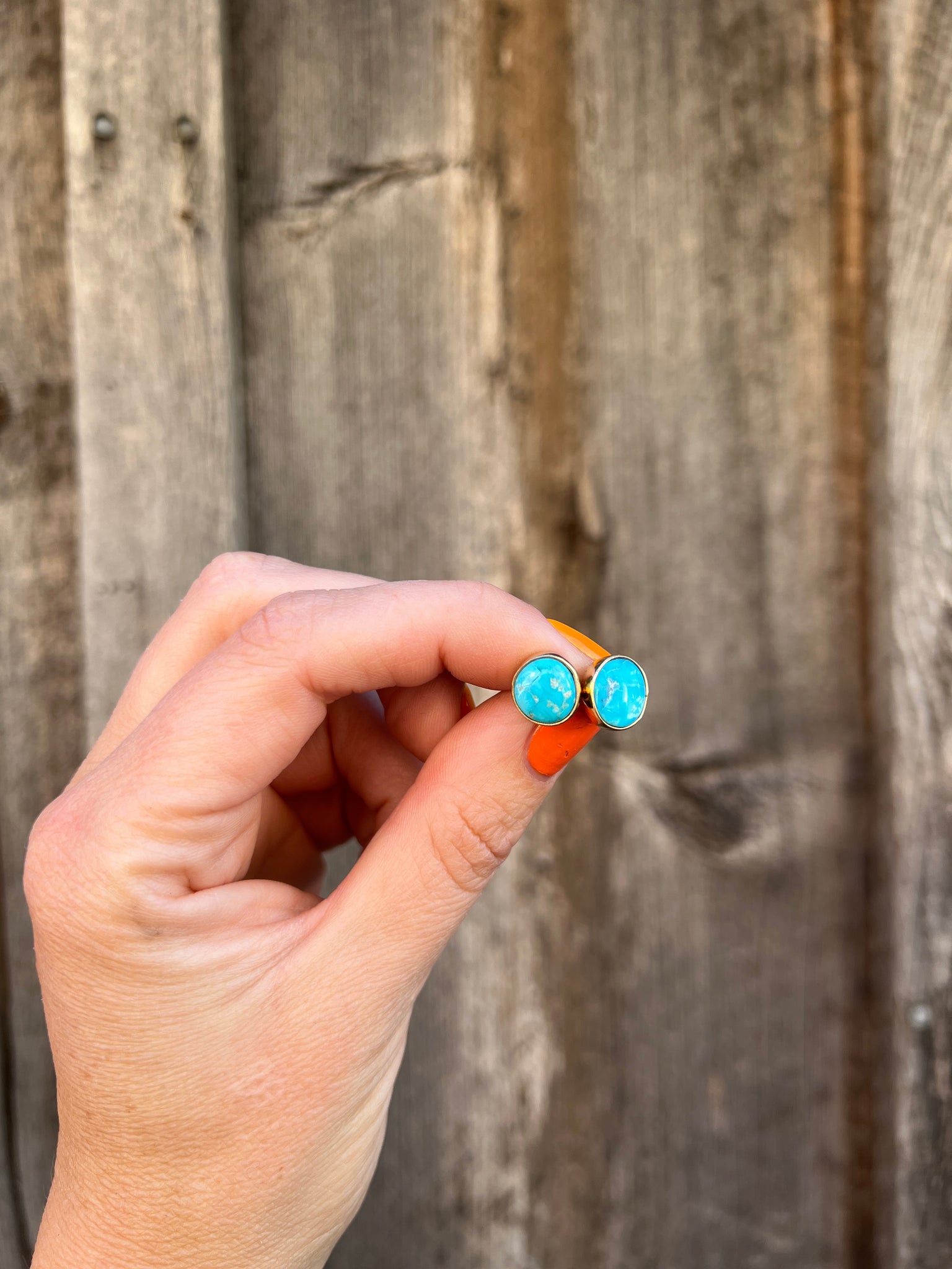 Blue Ridge Turquoise Post Stud Earring in Gold Alchemia T35