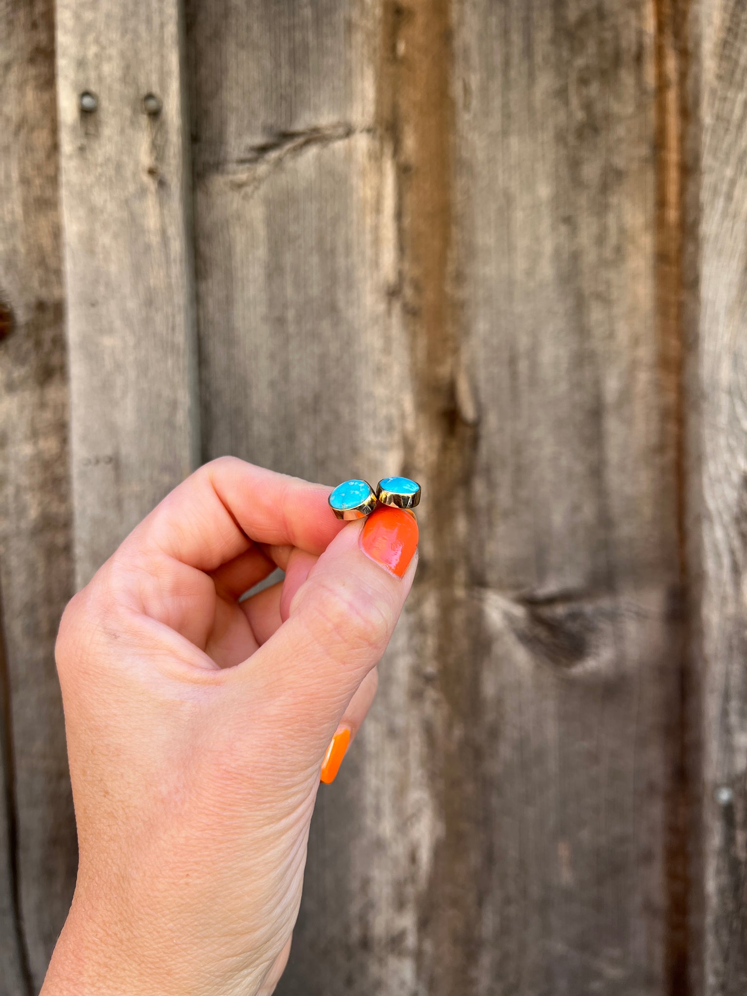 Blue Ridge Turquoise Post Stud Earring in Gold Alchemia T35