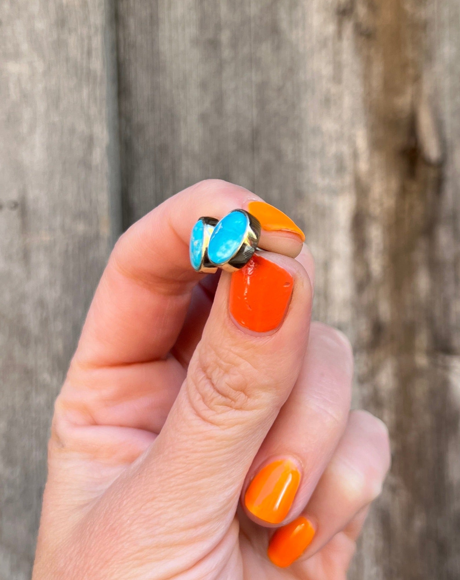 Blue Ridge Turquoise Post Stud Earring in Gold Alchemia T35