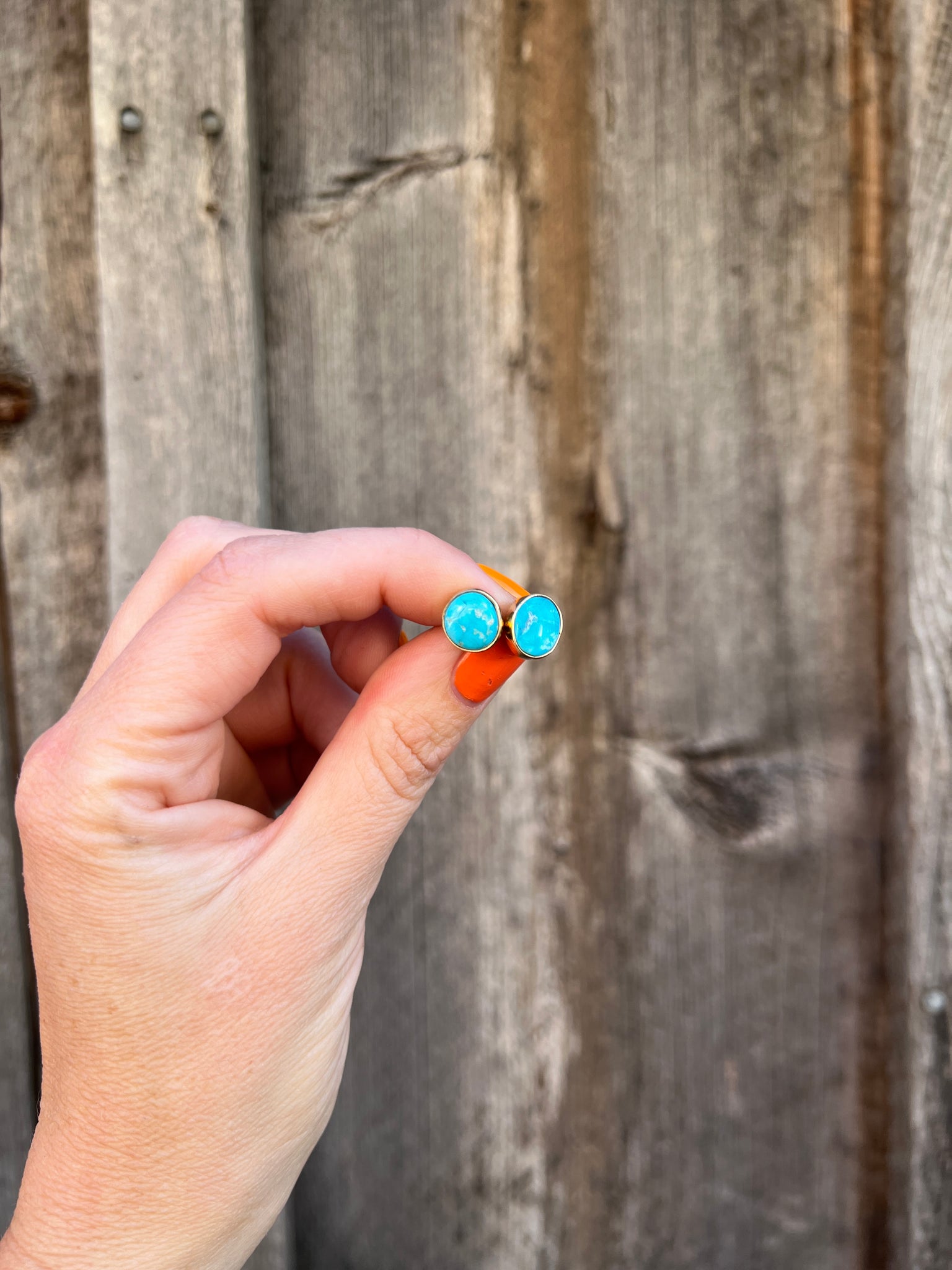 Blue Ridge Turquoise Post Stud Earring in Gold Alchemia T35