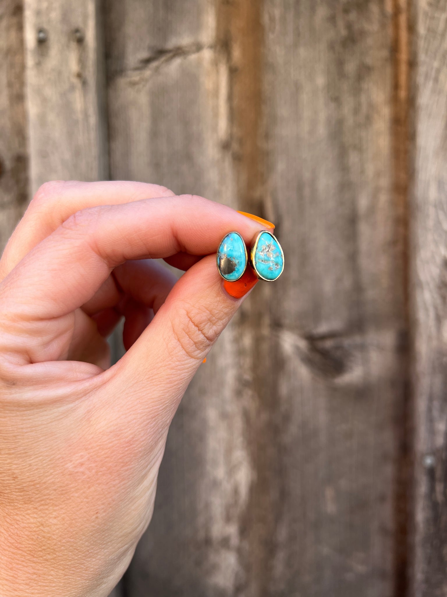 White Water Turquoise Post Stud Earring in Gold Alchemia T36