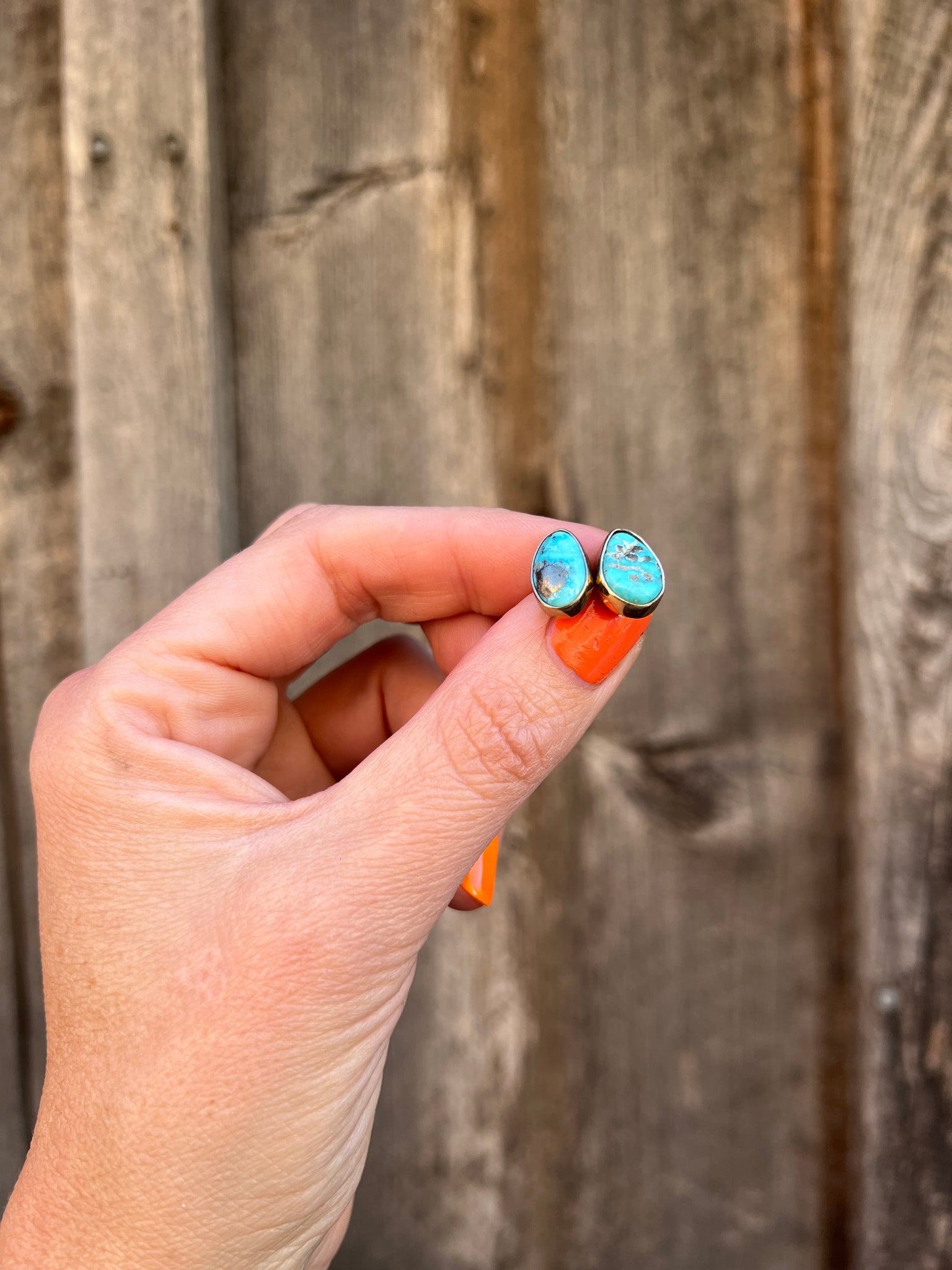 White Water Turquoise Post Stud Earring in Gold Alchemia T36